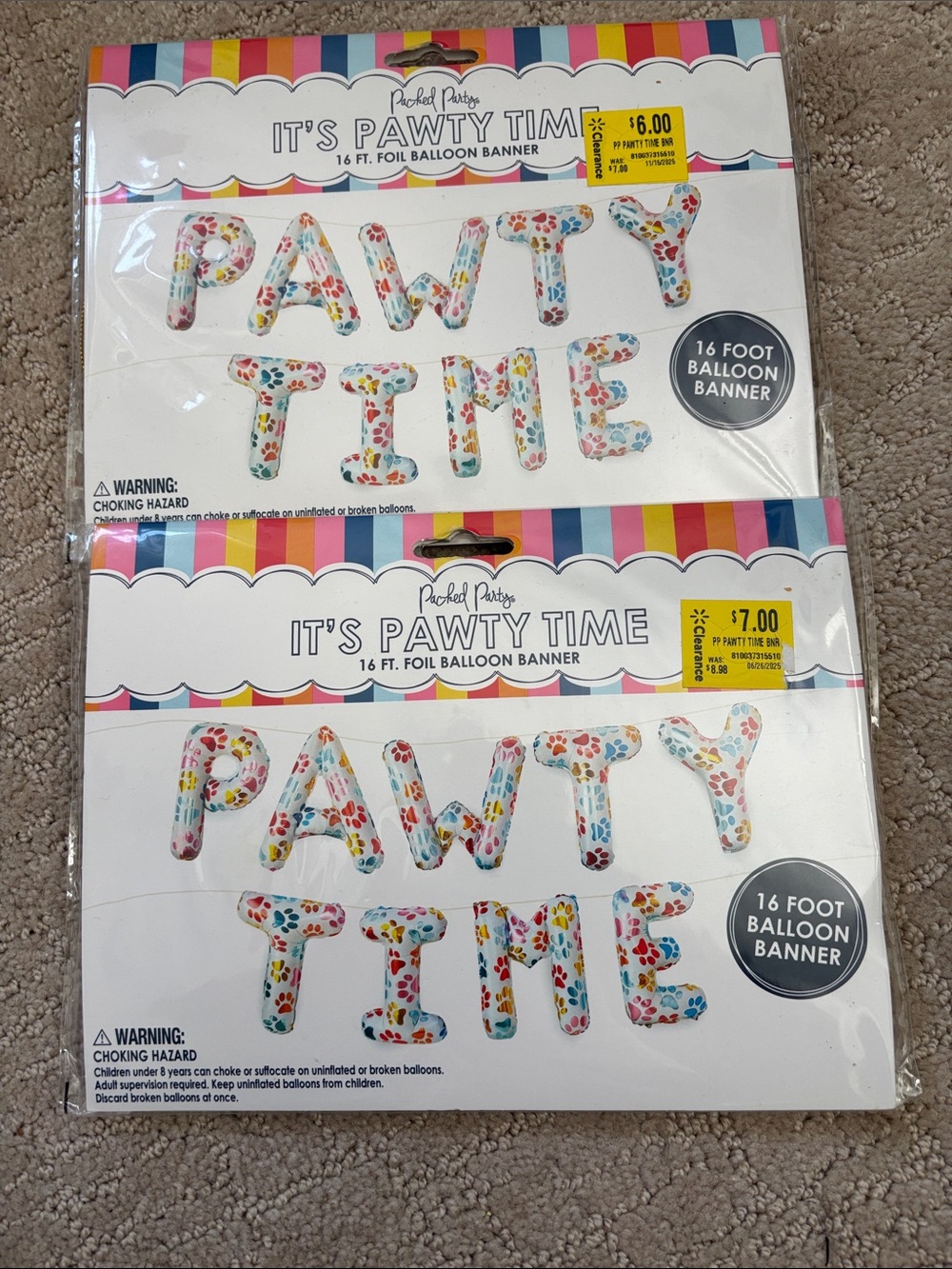Packed Party Multicolor Paw-Print Foil Balloon Banner
